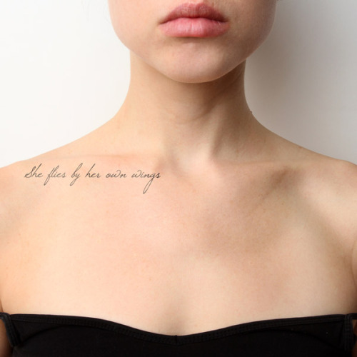 “She flies with her own wings” temporary tattoo, get it here ►... english tattoo quotes;she flies by her own wings;temporary;quotes
