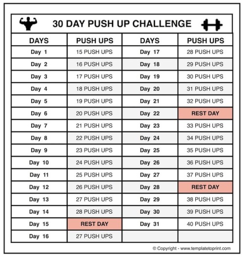 Push Up Challenge Chart