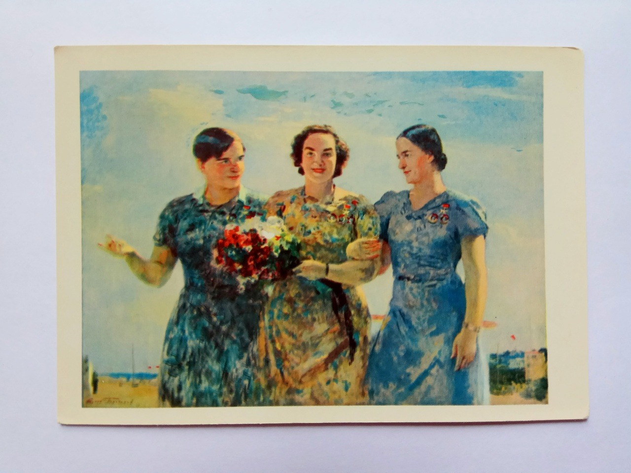 S. Gerasimov, “Portrait of Soviet Union Heroes P. Osipenko, V. Grizodubova and M. Raskova.” (1967)
Available on Etsy: https://www.etsy.com/listing/547296868/russian-vintage-postcard-1967-portrait