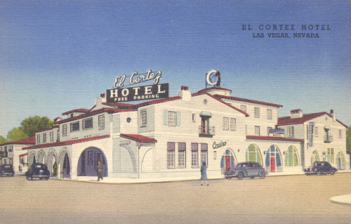 vintagelasvegas:El Cortez postcard, 1945“Ultra modern downtown...