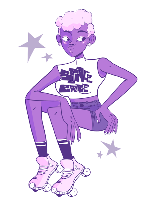 spookyyspace:purple space  girl with rollerskates