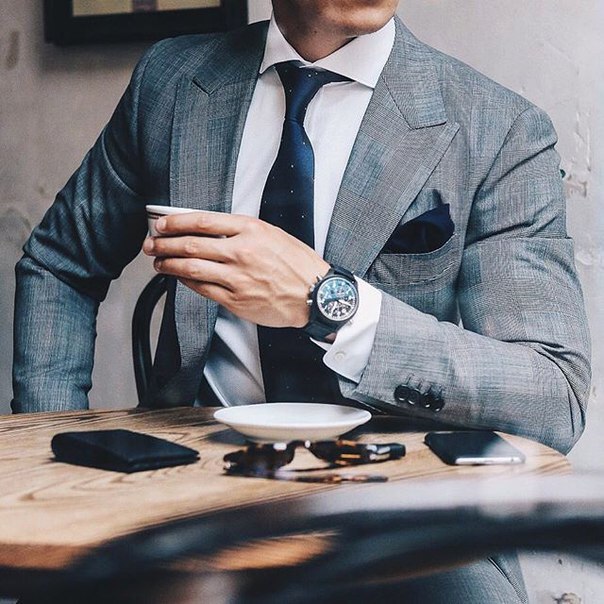 SB — bows-n-ties: Gray suit and navy blue...