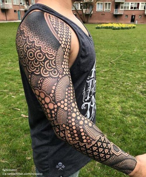 Back Dotwork Geometric Tattoo by Nissaco
