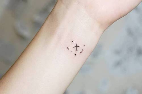 Tattoo tagged with: small, micro, airplane, tiny, travel, ifttt, little,  wrist, minimalist, ami 