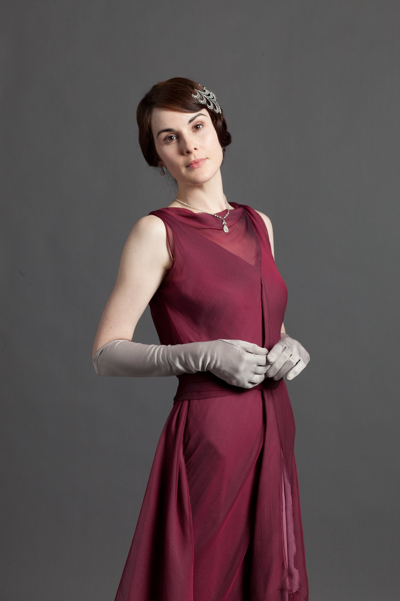 Celebrities in Gloves — Michelle Dockery wearing opera gloves in Downton...