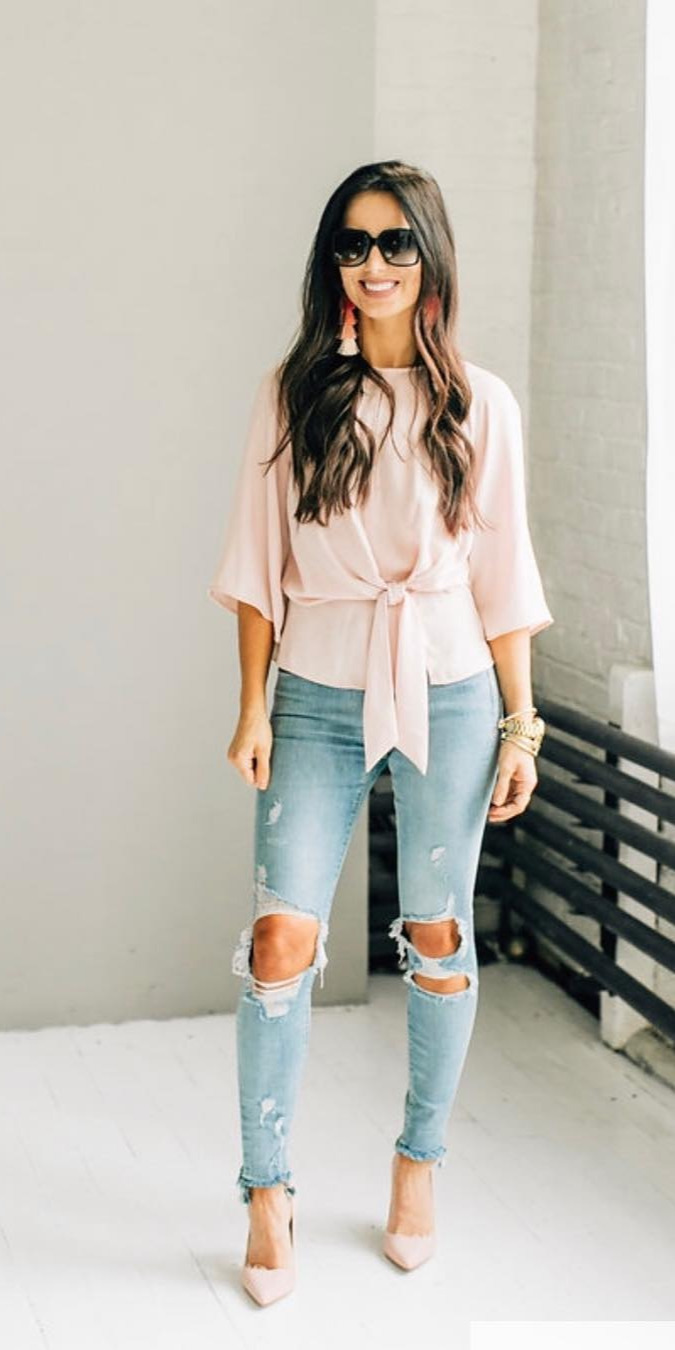 10+ Awesome Outfits for You to Look Cool  - #Fashion, #Pretty, #Happy, #Fashionblogger, #Streetstyle Hey guys! If youlooking for a more casual V-Day look Igot you covered. Found this top Nordstrom the other day and Iobsessed! Itso adorable, and honestly I doneven really like pink all that much, but this was too cute to pass up Ibeen wearing destroyed denim since the early Abercrombie days, so why stop now? These earrings are actually from Amazon ($5 sounded better than the $45 Baublebar ones), and they look exactly the same and come in every color!  Whodoing what for V-Day? Stay in or go out? Thatthe big question. jennabechtholt 