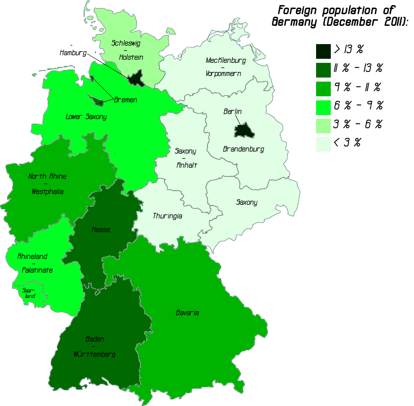 Foreign population of Germany - Maps on the Web