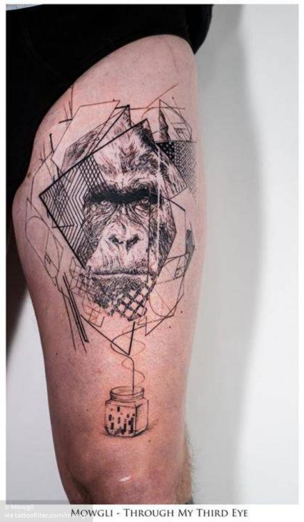 By Mowgli, done at Through My Third Eye, London.... animal;big;facebook;gorilla;graphic;mowgli;primate;thigh;twitter