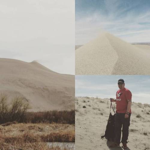 Just a man and his dog on Easter, climbing 470 feet of sand....