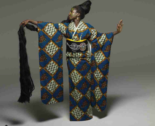 Image result for African prints meet Japanese kimonos in beautiful collection created by Cameroonian designer [Photos].