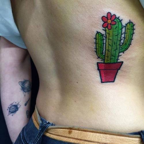 orange cactus flower tattoo