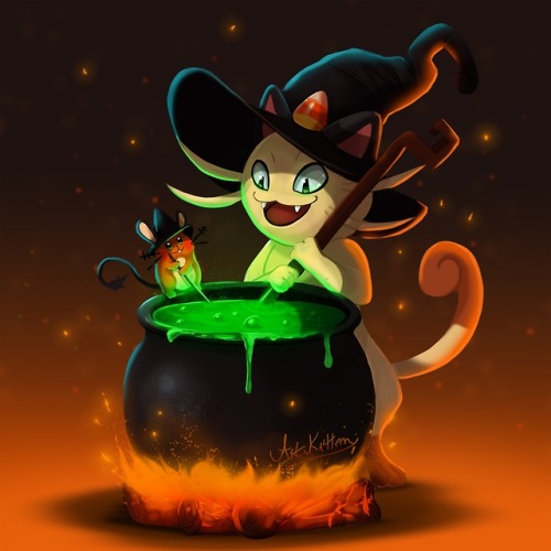 artkitt-creations:Pokectober - Trouble Brewing Happy spooky...