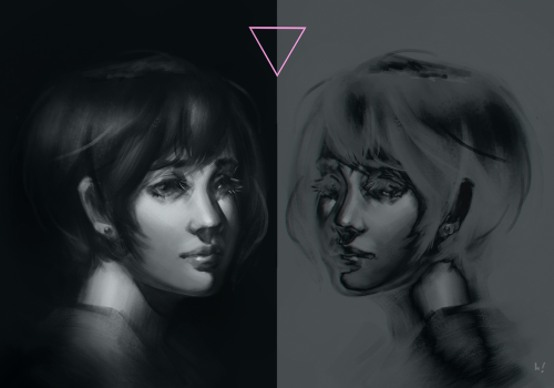 ‘Gemini’Practiced painting heads from imagination.