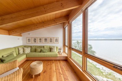 A wooden lounge facing Lake Winnipeg, Victoria Beach, Manitoba, Canada [1500×1000]