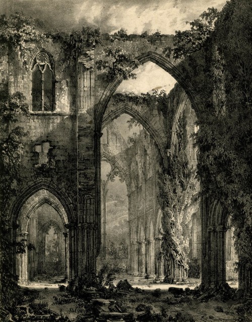 scribe4haxan:Ruins of Tintern Abbey (1823-59 - Lithograph on...