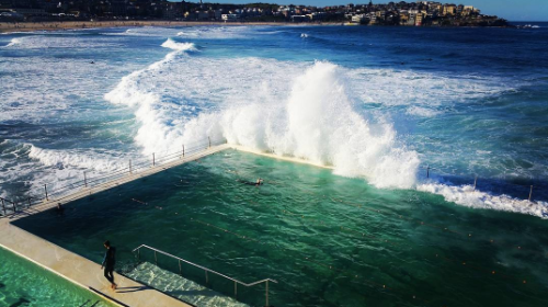 Crashing wave at Bondi Icebergs pool by @terushighe on IG