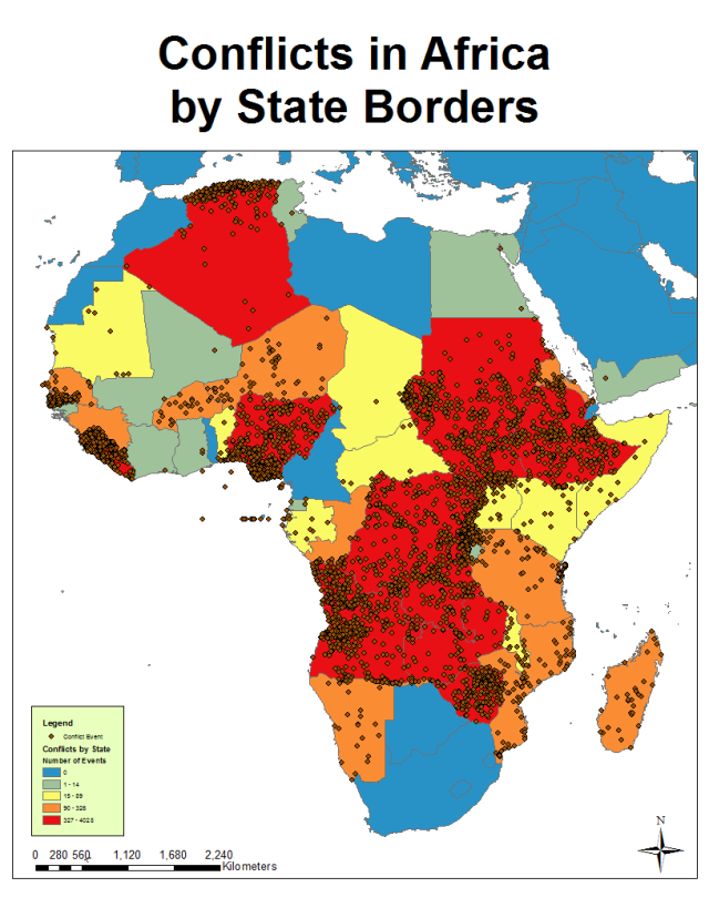 Conflicts in Africa by country. Source and details... Maps on the Web