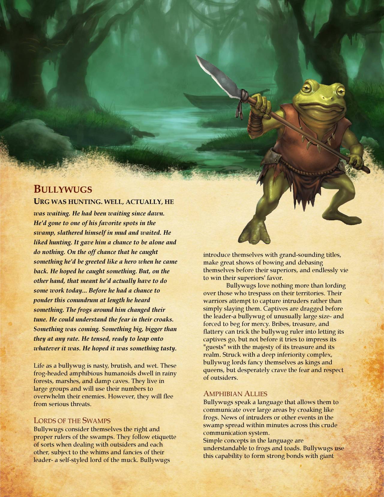 DnD 5e Homebrew — Bullywug race Source https//goo.gl/d7vhSS...