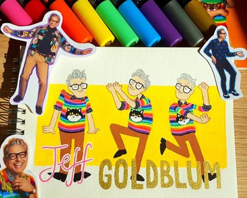 jeff goldblum posca illustration thor ragnarok isle of dogs jurassic world