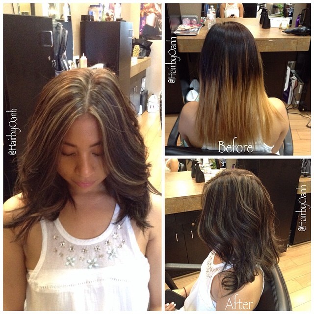 Hair By Oanh Got Rid Of The Old Brassy Ombre Highlights And