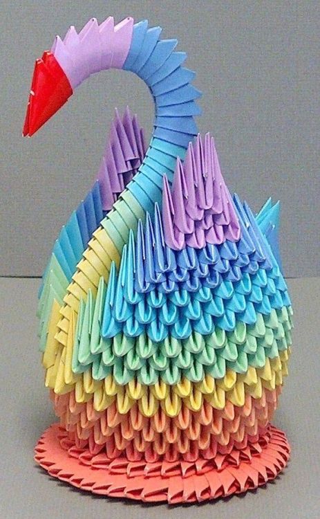 rainbowcolorfulbrightful:Rainbow paper swan