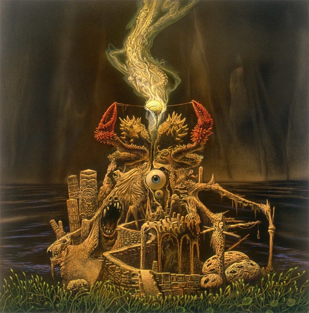 talesfromweirdland:
“This illustration by Michael Whelan of H.P. Lovecraft’s Yog-Sothoth graced the cover of the 1990 Sepultura album, Arise.
I knew a guy at high school, a real metalhead. He was always walking around with mix tapes and talking about...