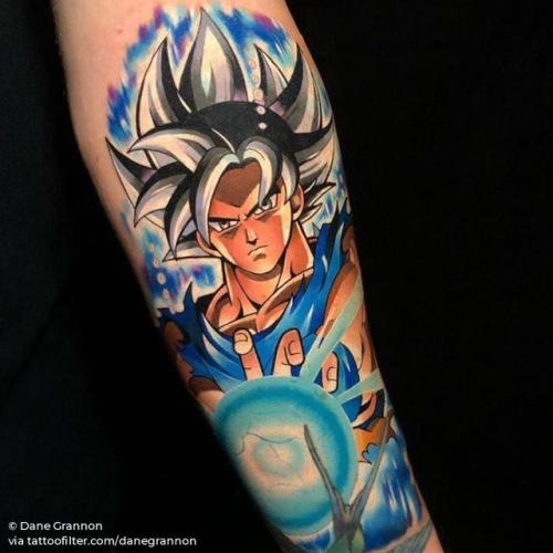 Tattoo tagged with: dragon ball z, dragon ball characters, cartoon character,  danegrannon, anime, fictional character, son goku, big, tv series, cartoon,  facebook, realistic, twitter, inner forearm, new school 