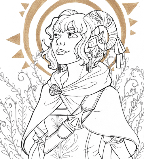 critical role Inktober jester jester lavorre tiefling ink traditional ink inktober 2018 cr2 Dungeons and Dragons dnd fan art Illustration art