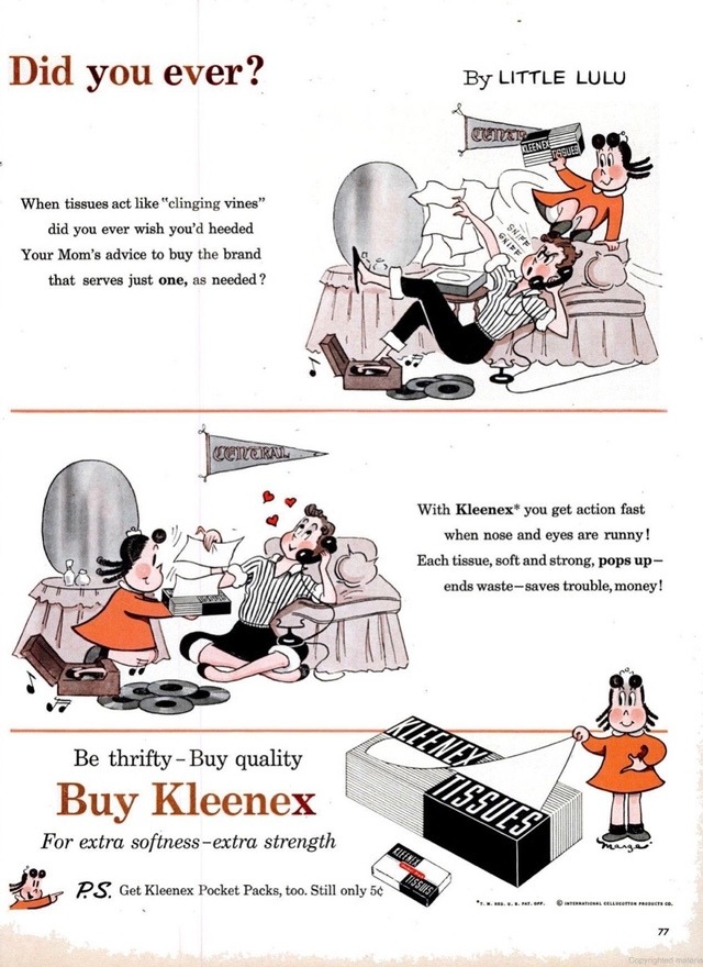 Vintage Ads — 1955 Kleenex ad with Little Lulu