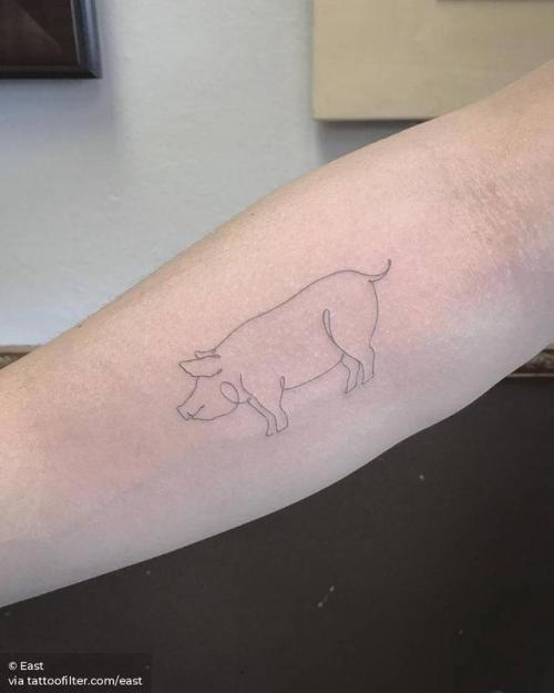 Tattoo tagged with: small, good luck, single needle, animal, tiny, pig,  ifttt, little, east, inner forearm, other 
