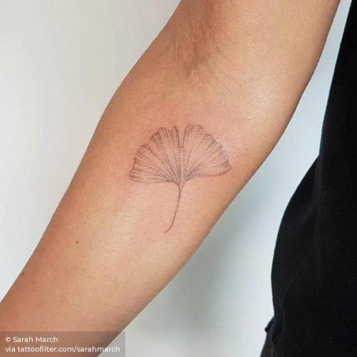 By Sarah March, done at South City Market, London.... small;ginkgo leaf;leaf;tiny;sarahmarch;hand poked;ifttt;little;nature;inner forearm