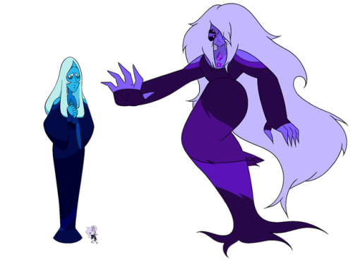 hammer-draws:Blue Diamond and Amethyst fuse to make Purple...