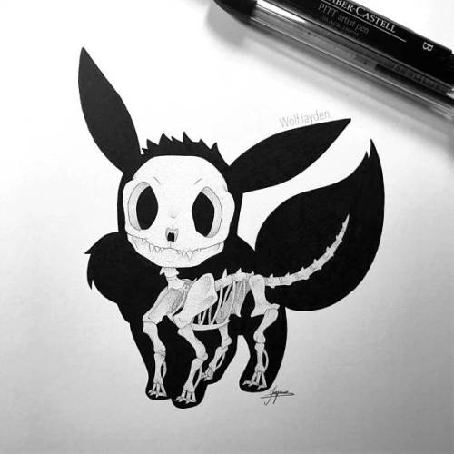 retrogamingblog:Eeveelution Skeleton Drawings made by...