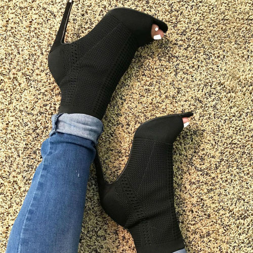 knit stiletto booties