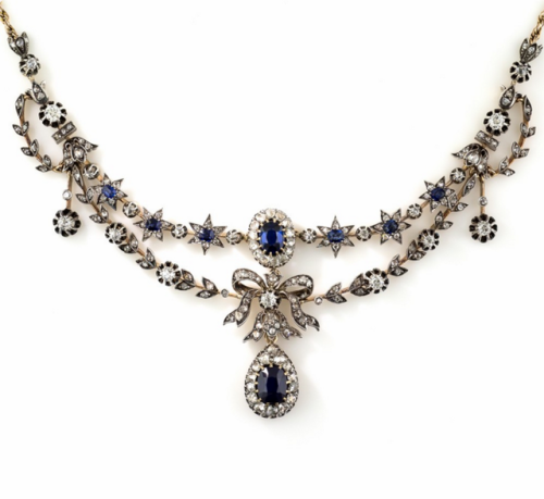 theladyintweed:Victorian sapphire and diamond necklace, mid...