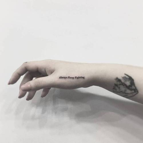 By Jin · Hoa Eternity, done at Mischief Tattoo, Manhattan.... small;jin;thumb;languages;tiny;ifttt;little;typewriter font;english;always keep fighting;font;lettering;quotes;hand;english tattoo quotes