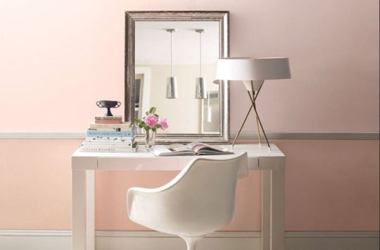 pink desk area