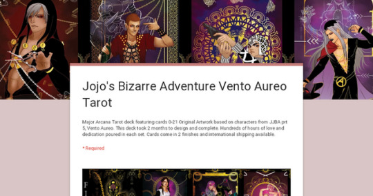 Jojo's Bizarre Adventure Vento Aureo Tarot 