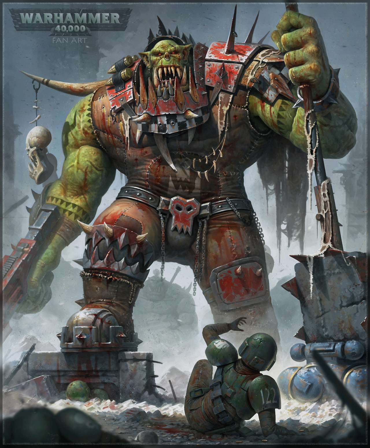 Warhammer 40k Artwork — Ork Warboss By Roman Tishenin 0209