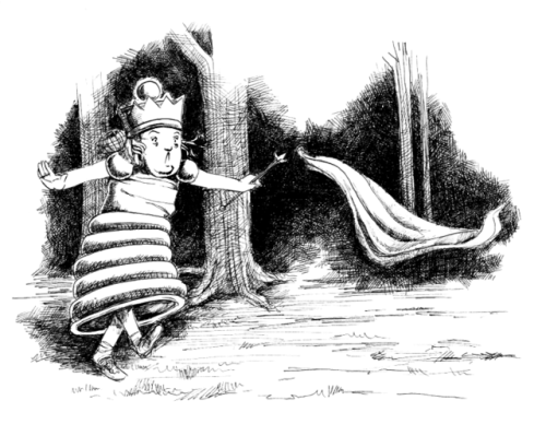 “ in another moment the White Queen came running wildly through the wood, with both arms stretched out wide, as if she were flying, and Alice very civilly went to meet her with the shawl.
”
The White Queen (after John Tenniel) for Carroll’s Through...