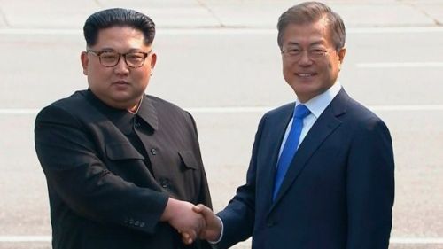 Kim Jong Un crossed the DMZ to greet South Korean President Moon...