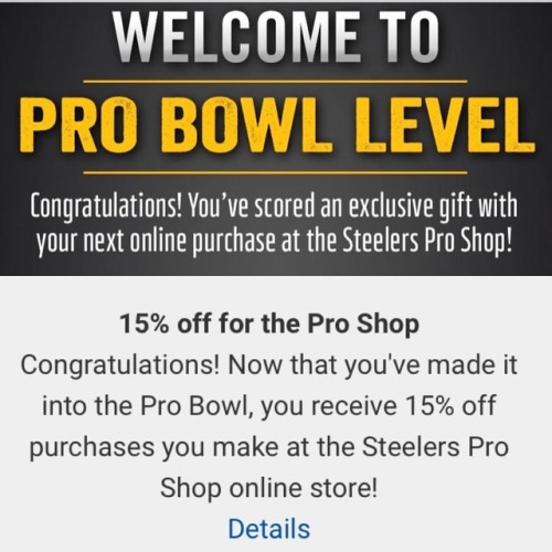 LOL I made it to 15% off now at @Steelers Pro Shop! Now my next...