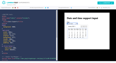 LambdaTest Experiment - date time format in Chrome