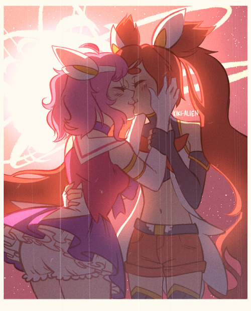 oh gee i wish that were me both of em or maybe in thje middle lux jinx star guardian league of legends fanart digital art drawing illustartion gay cute kawaii wlw