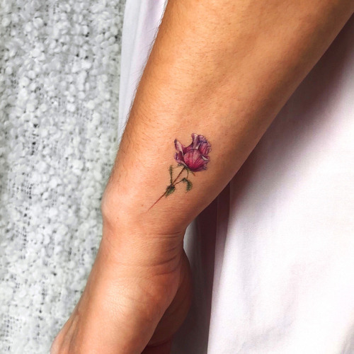 Large pink rose temporary tattoo