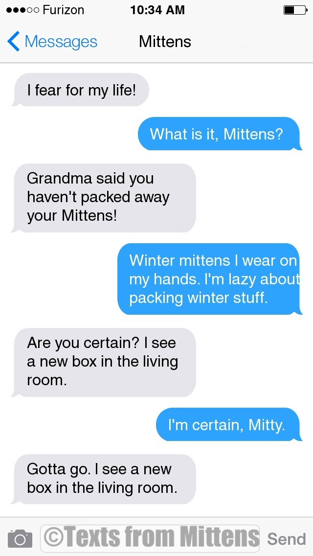 Texts from Mittens NEW Daily Mittens The Packed Edition More Mittens...