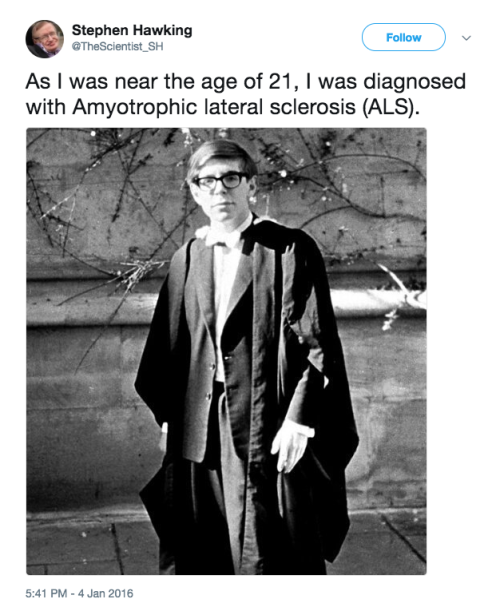 religion-is-a-mental-illness:Stephen Hawking, in his own...