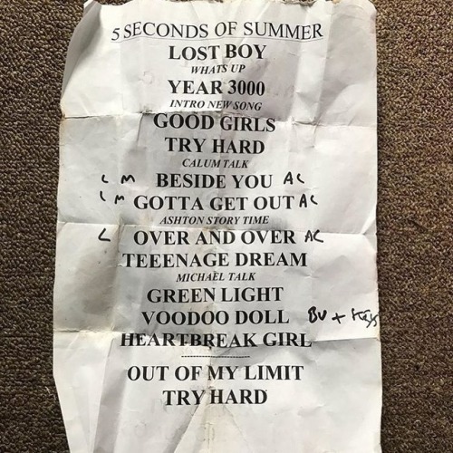 5 seconds of summer setlist Tumblr