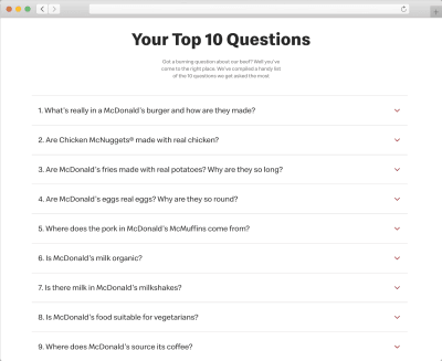 McDonald's FAQs