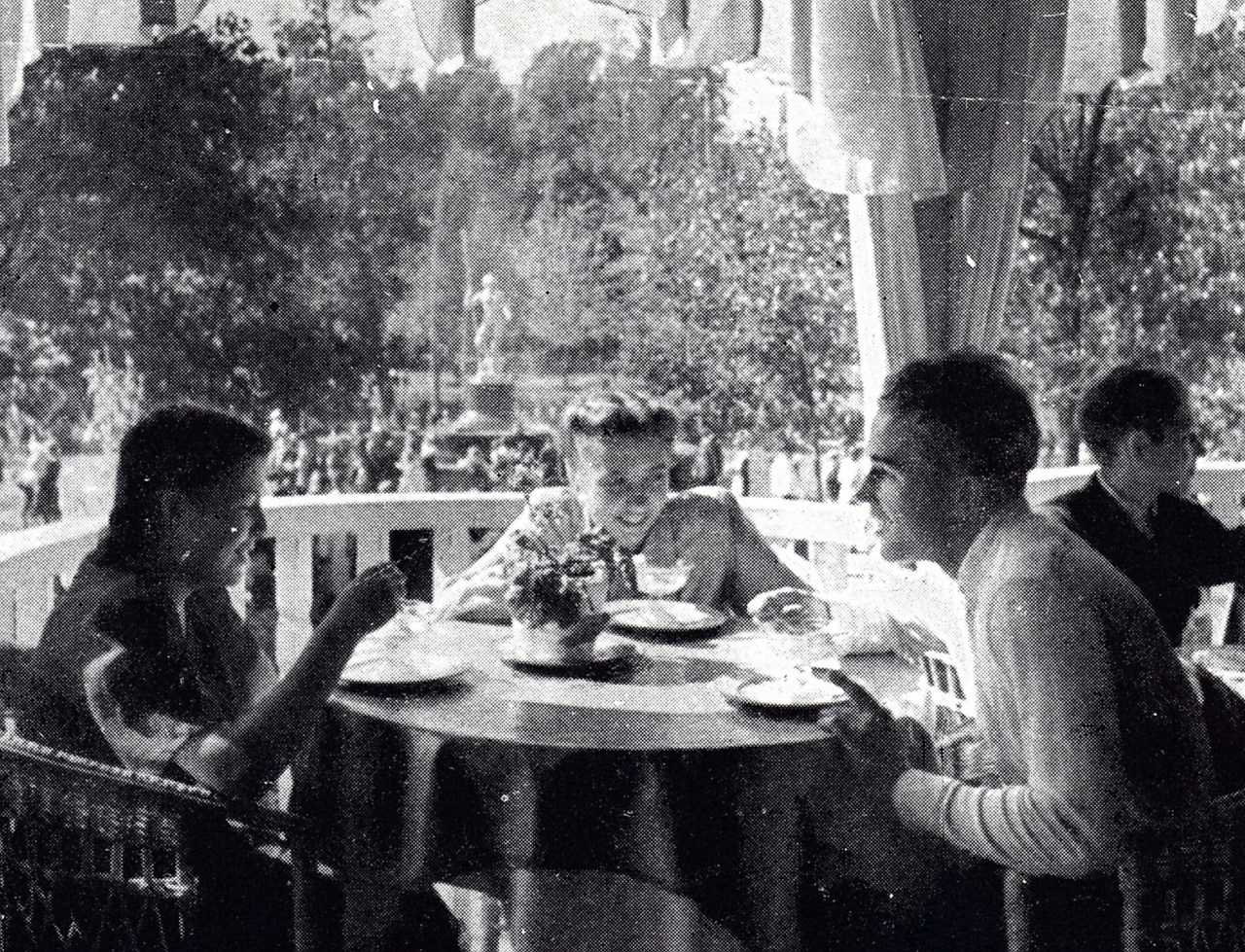 Students of Minsk Medical University at the city park cafe (1950)